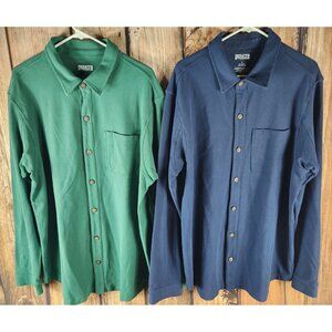 Duluth Trading Company Long Sleeve Shirts Lot of 2 Solid Green Blue Size Large